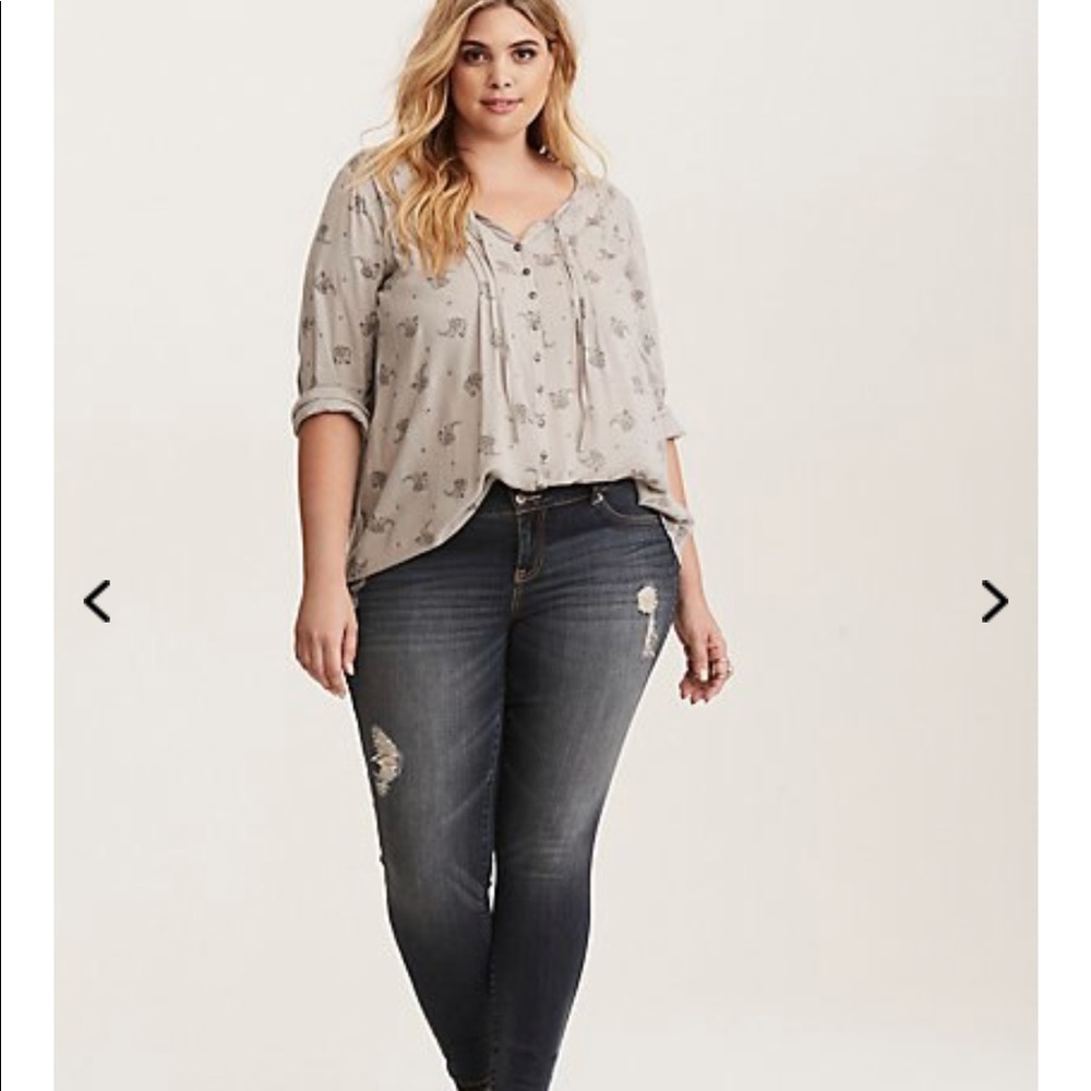 Paisley Print Pleated Button Front Blouse